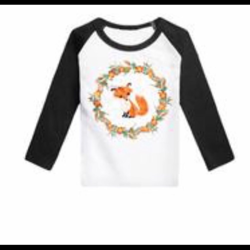 Black Raglan Fox Floral